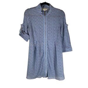 Simply Noelle Women Size S/M 8-10 Leaf Weave Jacket Zippered‎ Casual Beachy Blue